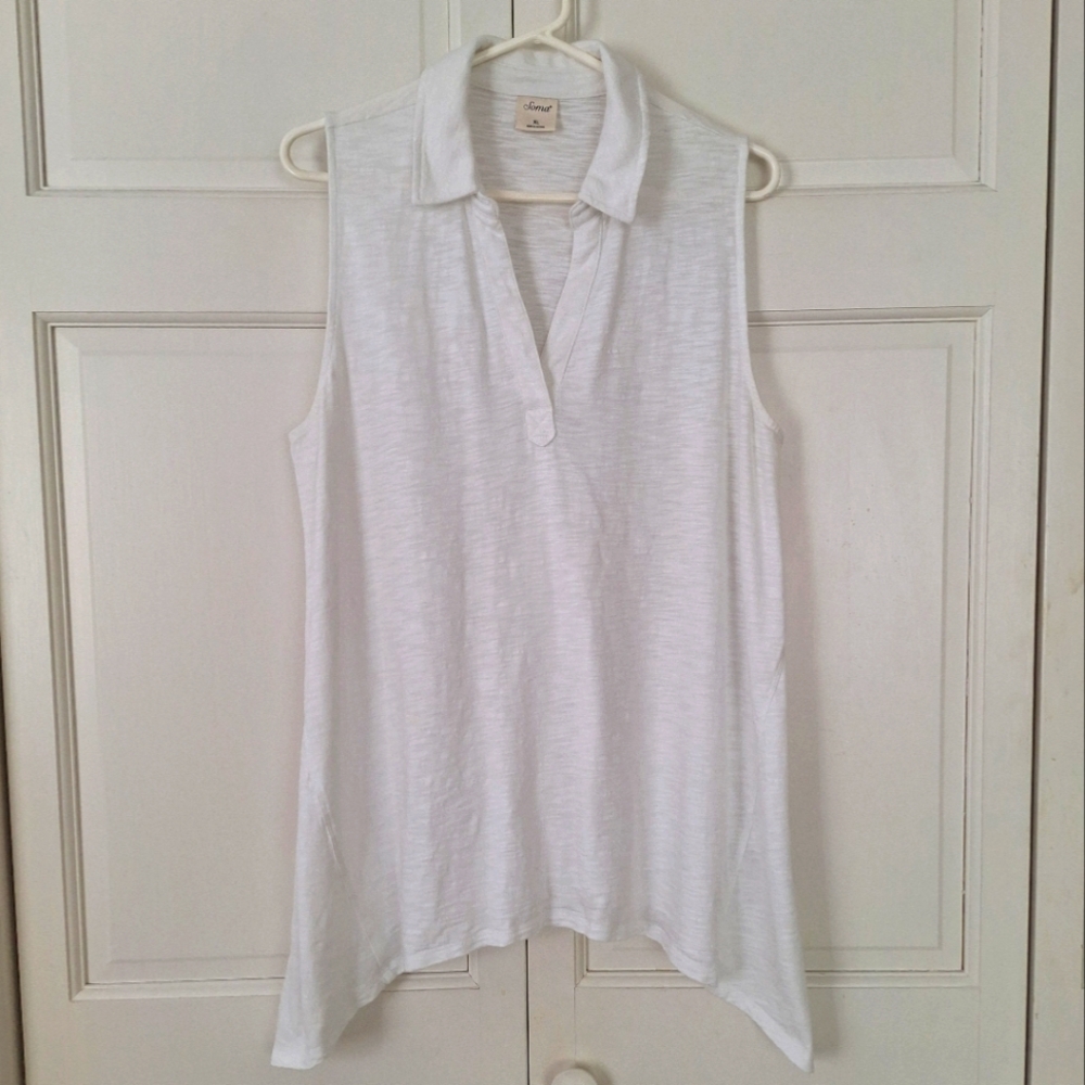 Soma collared slub sleeveless top